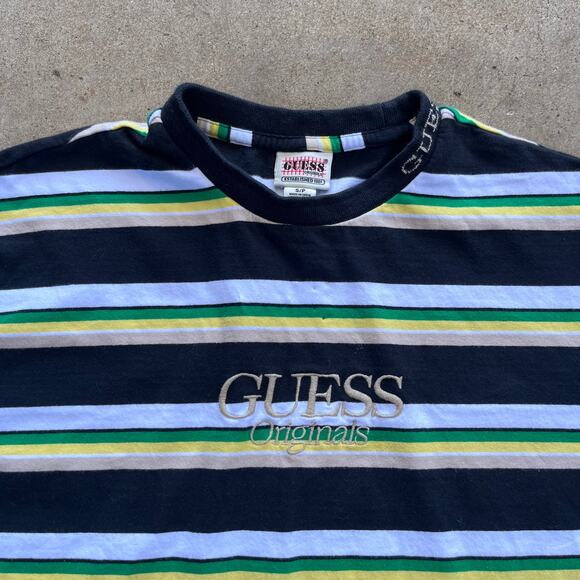 Y2K Guess Originals Striped T-Shirt Small - Picture 3 of 6
